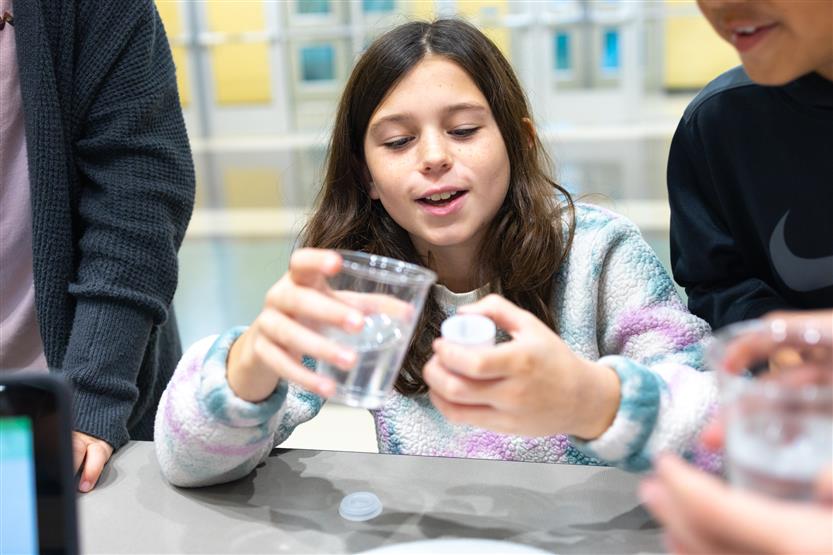 Students do a STEM challenge in class